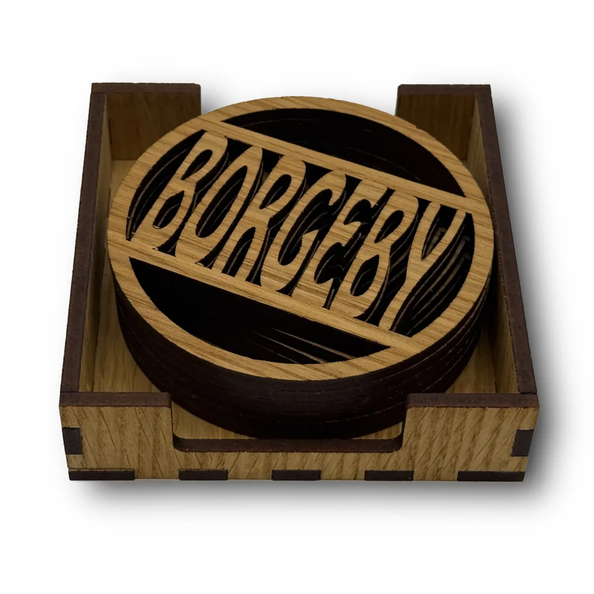 Glasunderläg i EK med text Borgeby