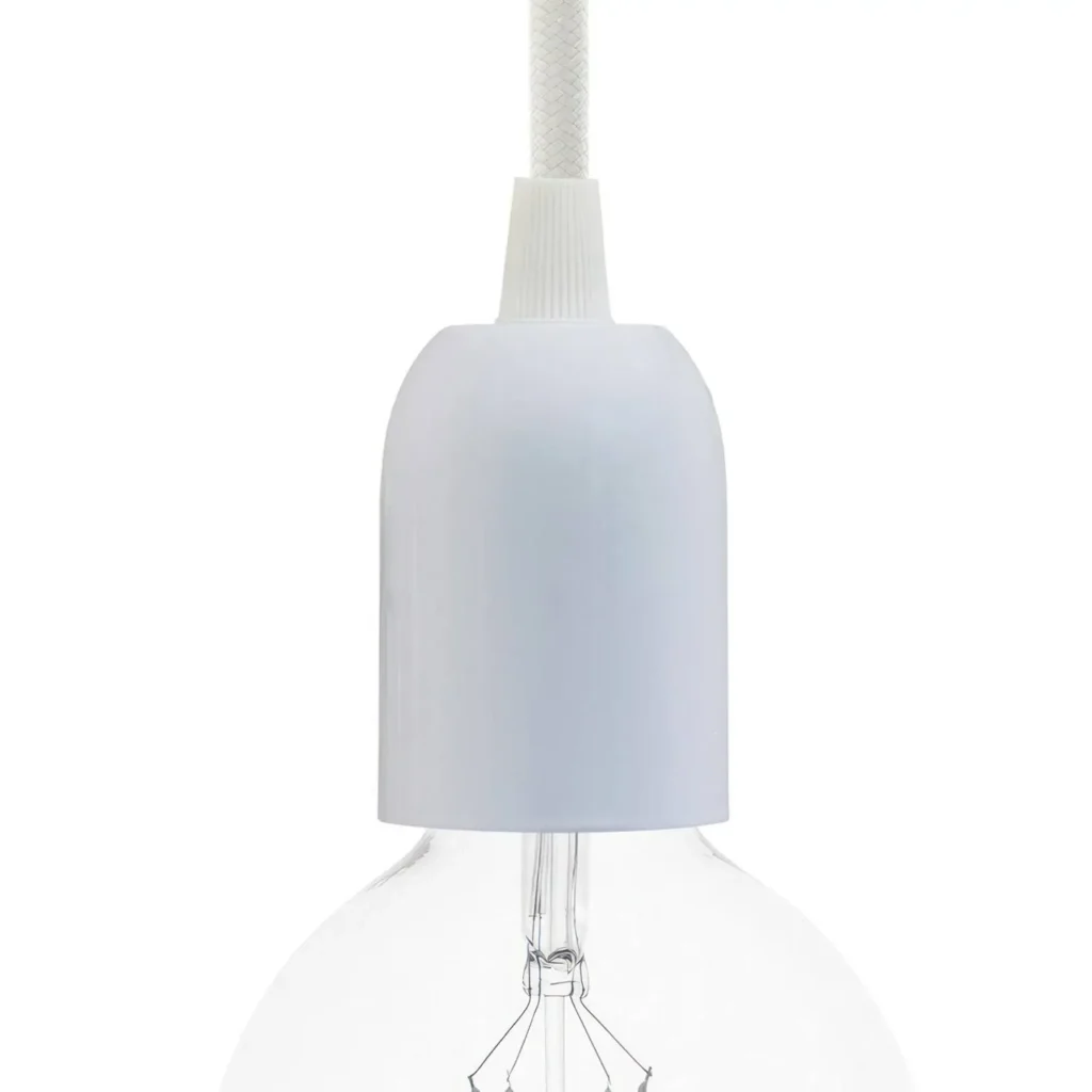 Halvsfärisk lamphållare E27 i vitlackerad metallxcf